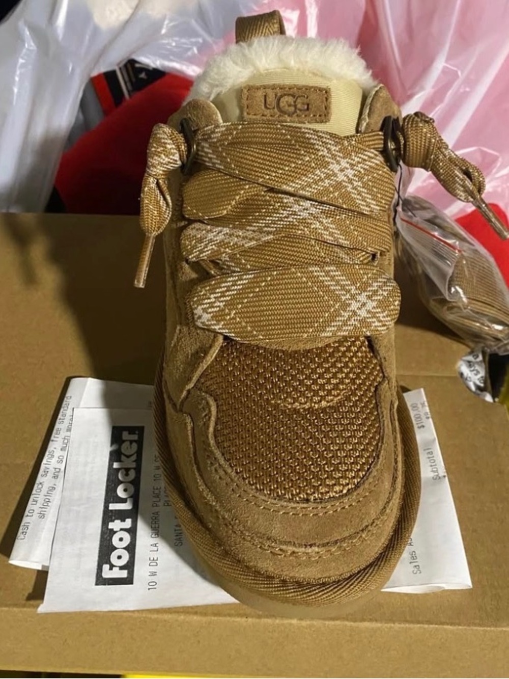 UGG Kids Tan/Brown Cozy Lace-Up Sneakers